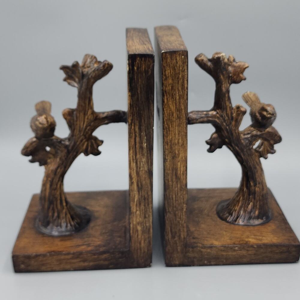 Birds on Branch Bookends - Resin Unique & Sturdy 7" x 4"